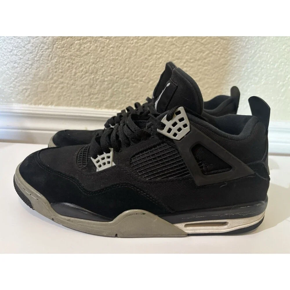Nike Air Jordan 4 Retro Black Canvas DH7138-006 Men’s Size 12 Authentic Used